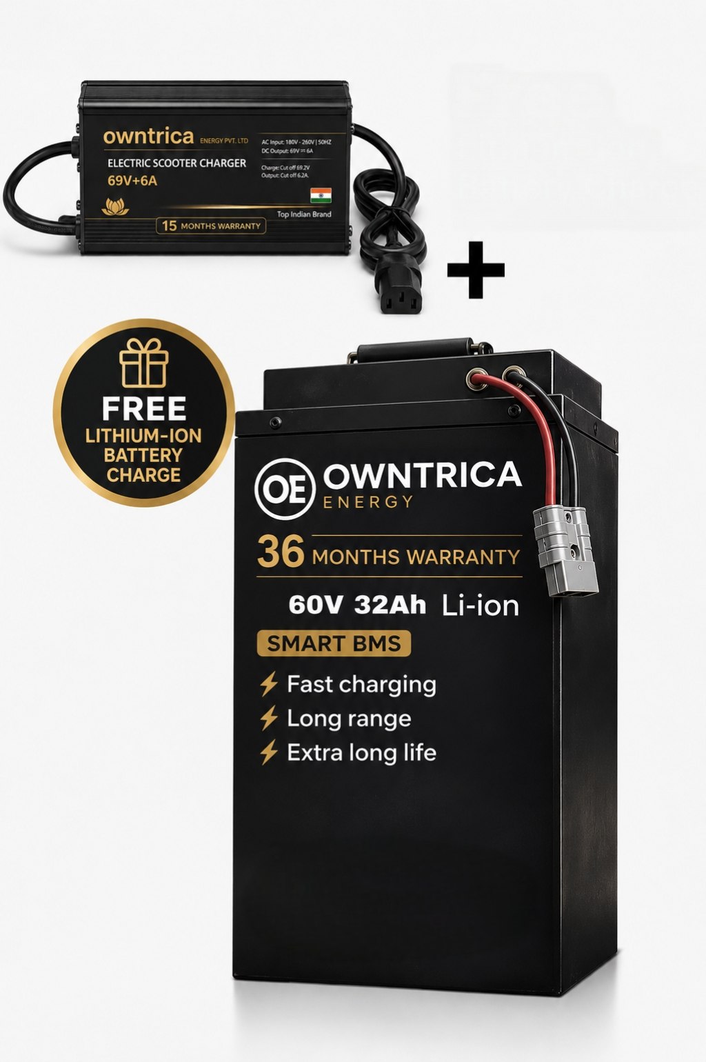 owntrica energy pvt Ltd 60V 32Ah LFP battery with 3 years warranty for all electric two wheeler 32 Ah Battery for All Vehicles